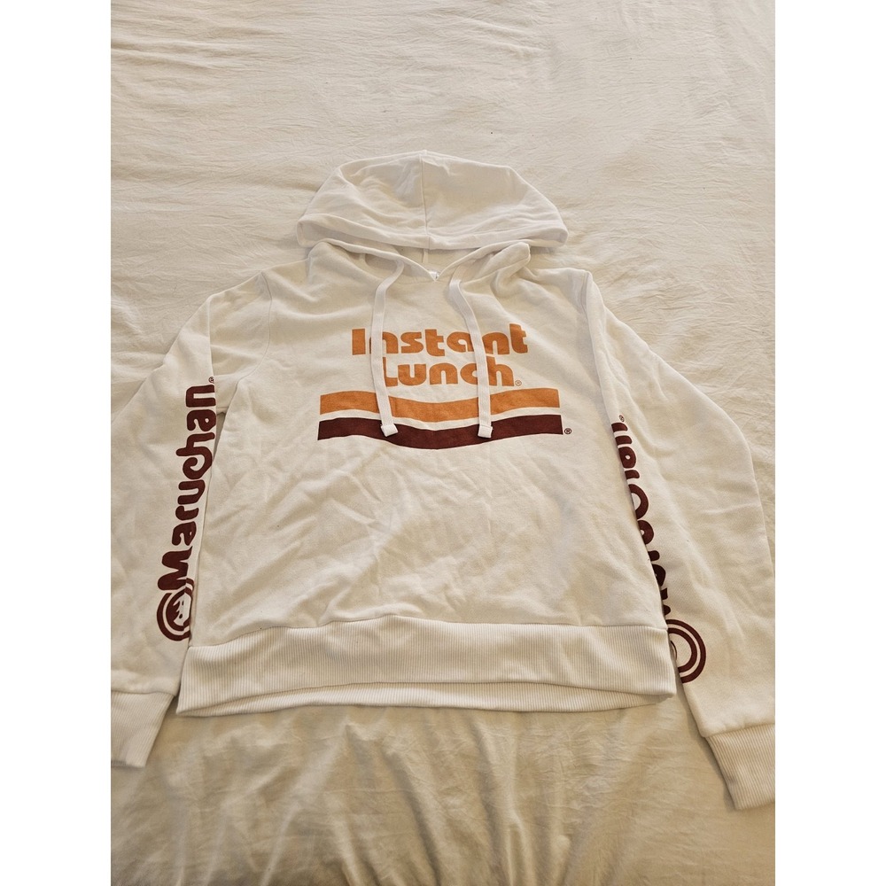Maruchan Instant Lunch Hoodie‎ Small White Ramen Logo Pullover Sweatshirt